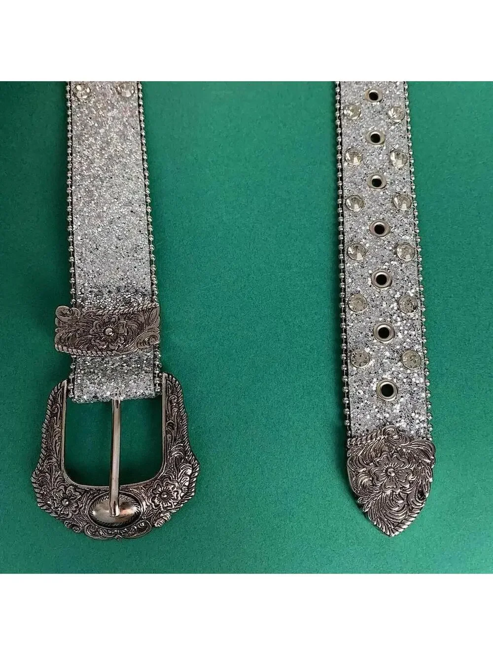 Cyber Y2k 2000s style rhinestone crystal grunge silver punk belt. Cool